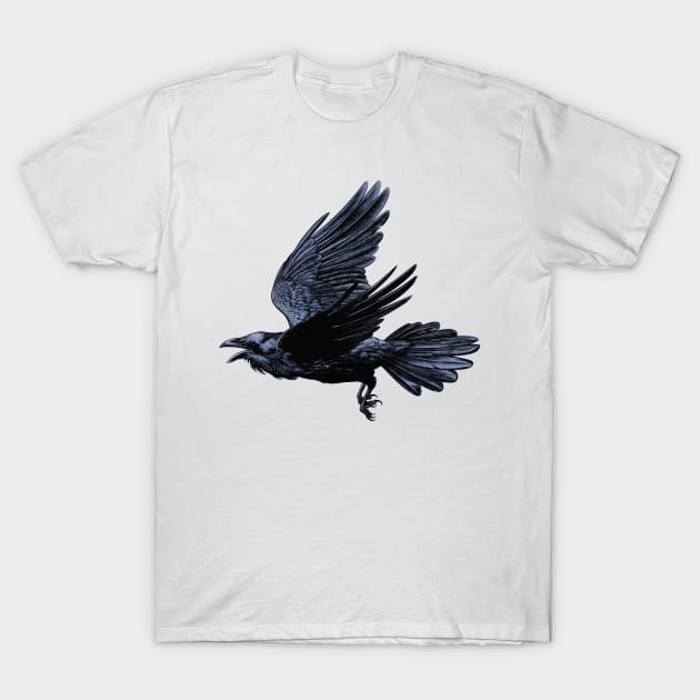 Raven in Flight T-Shirt by Hareguizer